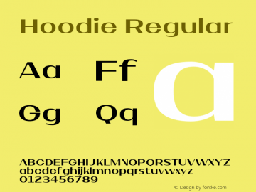 Hoodie-Regular Version 1.000;PS 001.000;hotconv 1.0.88;makeotf.lib2.5.64775;YWFTv17 Font Sample