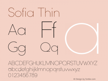 Sofia-Thin Version 001.001 Font Sample
