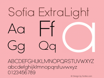 Sofia-ExtraLight Version 001.001 Font Sample