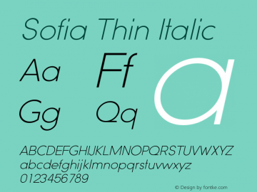 Sofia-ThinItalic Version 001.002 Font Sample