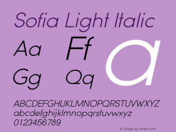 Sofia-LightItalic Version 001.002 Font Sample