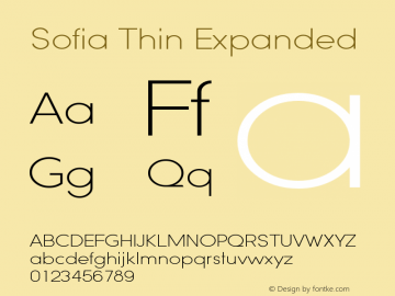 Sofia-ThinExpanded Version 001.902 Font Sample