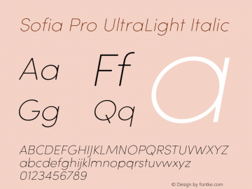 SofiaPro-UltraLightItalic Version 002.001 Font Sample