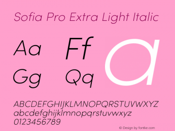 SofiaPro-ExtraLightItalic Version 002.001 Font Sample