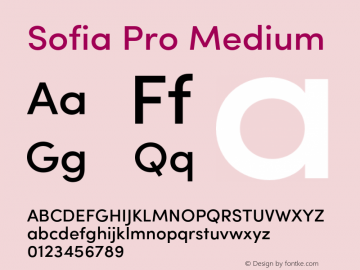 SofiaPro-Medium Version 002.001 Font Sample
