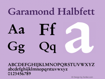Garamond Halbfett Version 1.0 Font Sample