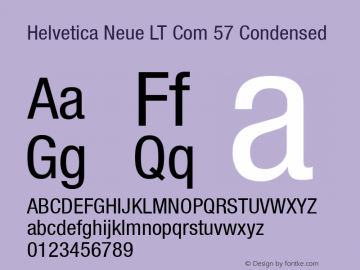 Helvetica Neue LT Com 57 Condensed Version 2.30 Font Sample