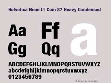 Helvetica Neue LT Com 87 Heavy Condensed Version 2.40 Font Sample