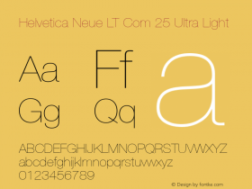 Helvetica Neue LT Com 25 Ultra Light Version 2.30图片样张