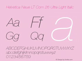 Helvetica Neue LT Com 26 Ultra Light Italic Version 2.30图片样张