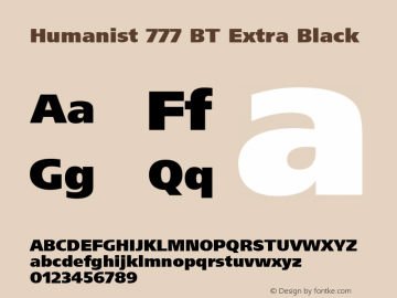 Humanist 777 BT Extra Black Version 1.02 Font Sample