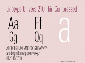 Linotype Univers 210 Thin Compressed Version 1.31图片样张