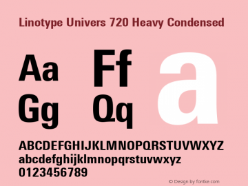 Linotype Univers 720 Heavy Condensed Version 1.31图片样张