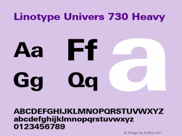Linotype Univers 730 Heavy Version 1.31 Font Sample