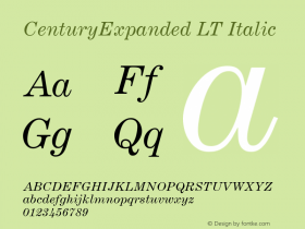 Century Expanded LT Italic Version 6.03 Font Sample