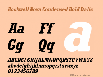 Rockwell Nova Cond Bold Italic Version 1.13 Font Sample
