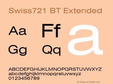 Swiss721 Ex BT Regular Version 4.00 Font Sample