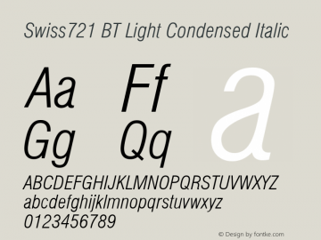 Swiss721 LtCn BT Light Italic Version 4.00图片样张