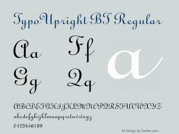 TypoUpright BT Version 1.01 emb4-OT Font Sample