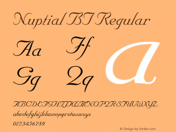 Nuptial BT Version 1.01 emb4-OT Font Sample
