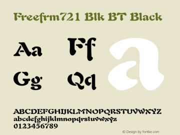 Freefrm721 Blk BT Black Version 1.01 emb4-OT Font Sample