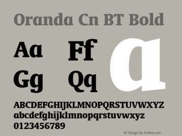 Oranda Cn BT Bold Version 1.01 emb4-OT Font Sample
