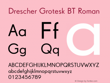 Drescher Grotesk BT Roman Version 1.01 emb4-OT Font Sample