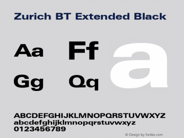 Zurich BlkEx BT Black Version 1.02 Font Sample