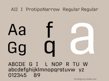 MAIIXI+ProtipoNarrow-Regular Version 1.0 Font Sample