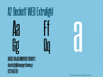 Beckett Extralight Version 2.002;PS 2.2;hotconv 1.0.88;makeotf.lib2.5.647800; ttfautohint (v1.4) Font Sample