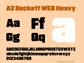 Beckett Heavy Version 2.002;PS 2.2;hotconv 1.0.88;makeotf.lib2.5.647800; ttfautohint (v1.4) Font Sample