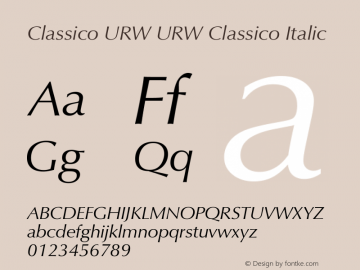 Classico URW URW Classico Ita Version 1.000;PS 1.00;hotconv 1.0.57;makeotf.lib2.0.21895 Font Sample
