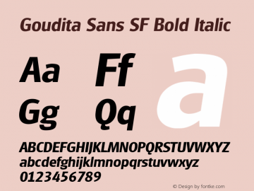 Goudita Sans SF Bold Italic Altsys Fontographer 3.5  9/23/93 Font Sample