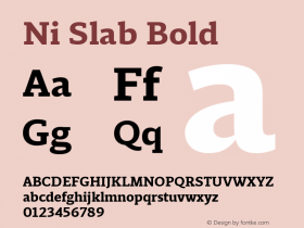 Ni Slab Bold Version 1.000;PS 001.000;hotconv 1.0.88;makeotf.lib2.5.64775 Font Sample