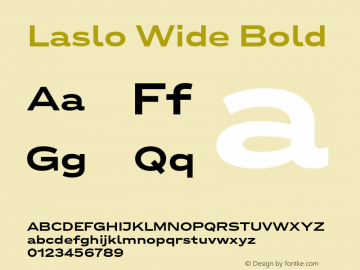 Laslo Wide Bold Version 1.000;PS 001.000;hotconv 1.0.88;makeotf.lib2.5.64775 Font Sample