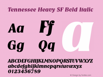 Tennessee Heavy SF Bold Italic Altsys Fontographer 3.5  13.05.1994 Font Sample