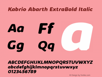 Kabrio Abarth ExtraBold Italic Version 1.000图片样张