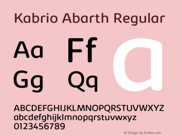 KabrioAbarth-Regular Version 1.000 Font Sample