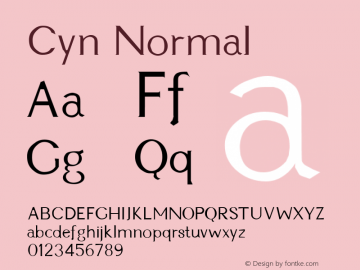 Cyn Normal 1.0 Tue Sep 13 20:04:11 1994 Font Sample