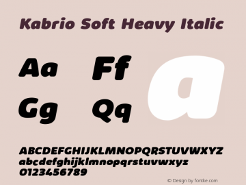 Kabrio Soft Heavy Italic Version 1.000 Font Sample