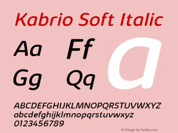 Kabrio Soft Italic Version 1.000 Font Sample