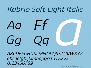 KabrioSoft-LightItalic Version 1.000 Font Sample