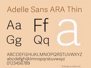 Adelle Sans ARA Thin Version 2.500 Font Sample