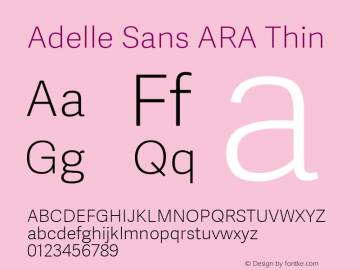 Adelle Sans ARA Thin Version 2.500 Font Sample
