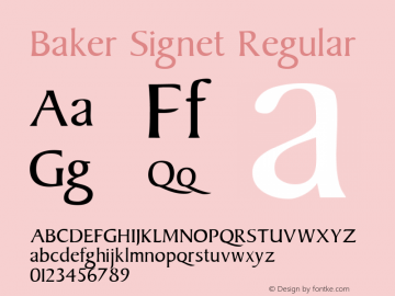 Baker Signet Regular Altsys Fontographer 3.5  11/25/92 Font Sample