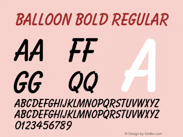 Balloon Bold Regular Altsys Fontographer 3.5  11/25/92 Font Sample