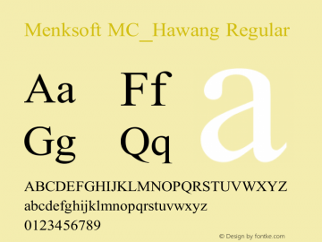 Menksoft MC_Hawang V 2.00 Font Sample