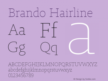 Brando Hairline Version 1.000 Font Sample