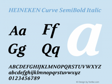 HEINEKENCurve-SemiBoldItalic Version 1.000 Font Sample