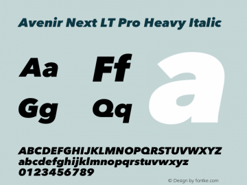 Avenir Next LT Pro Heavy Italic Version 1.100;PS 001.001;hotconv 1.0.38图片样张